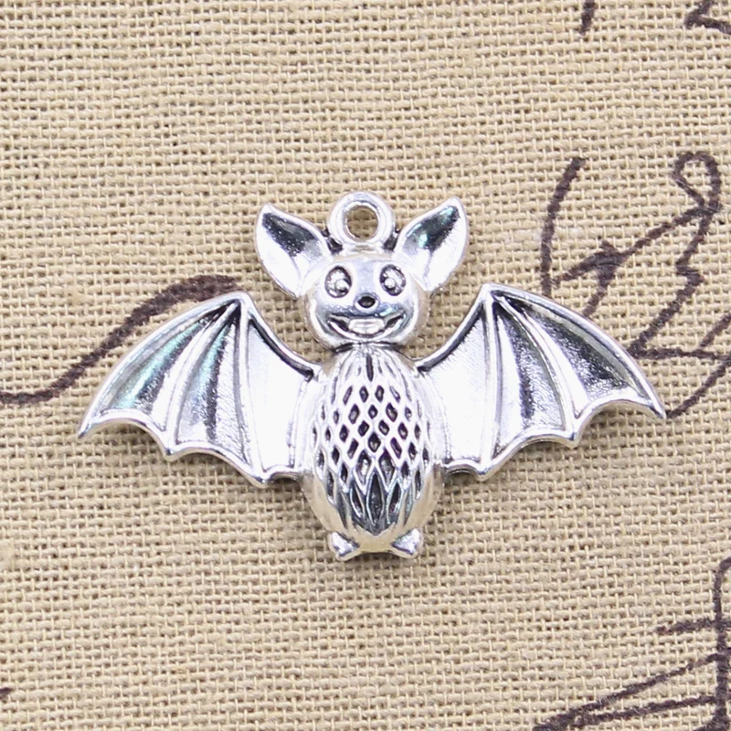 4pcs Charms Bat Vampire Dracula Halloween 26x40mm Antique Silver Color Pendants Making DIY Handmade Tibetan Finding Jewelry