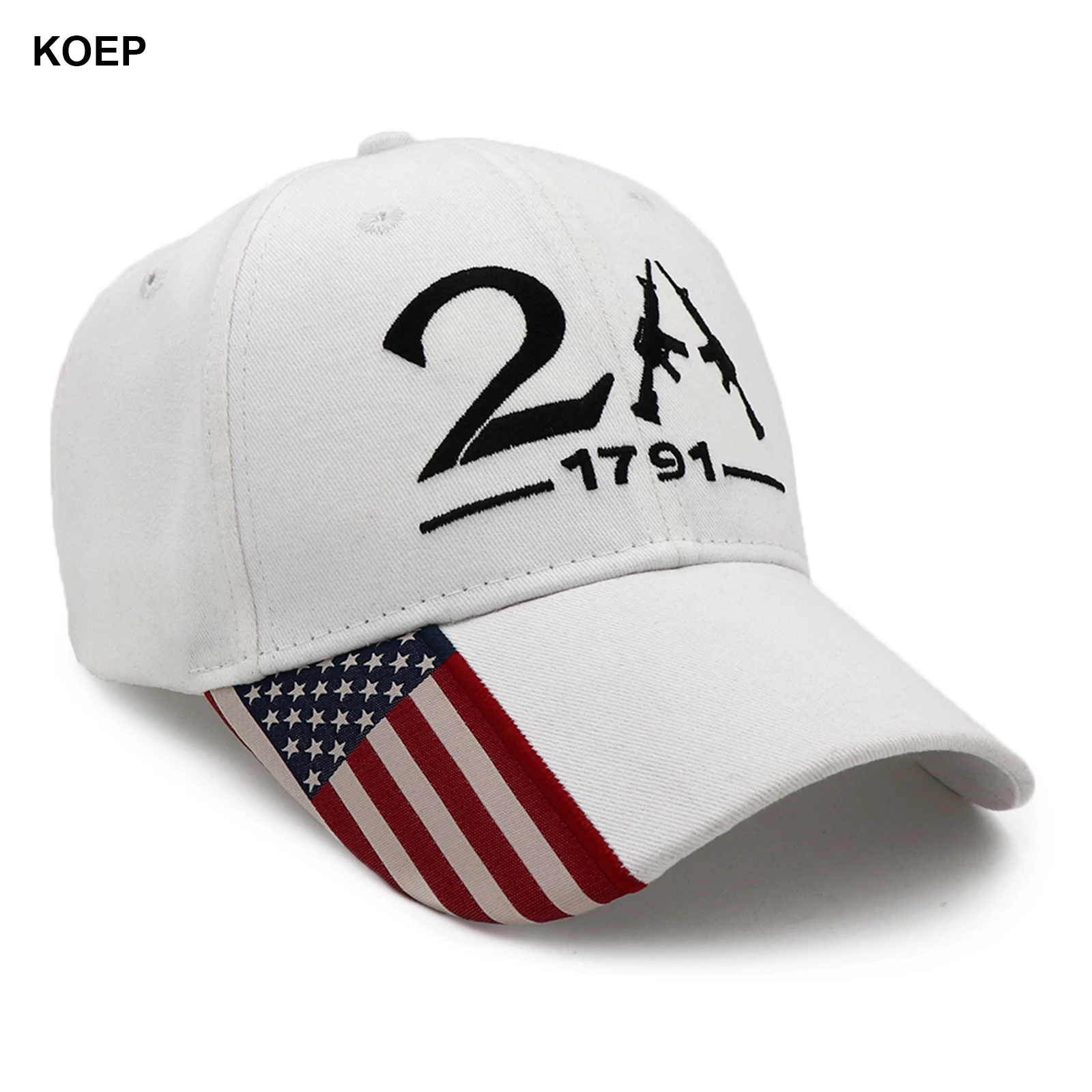 KOEP 2A USA Flag Baseball Caps Fishing Hiking Cap 2D Embroidery Outdoor Sports Snapback Hats