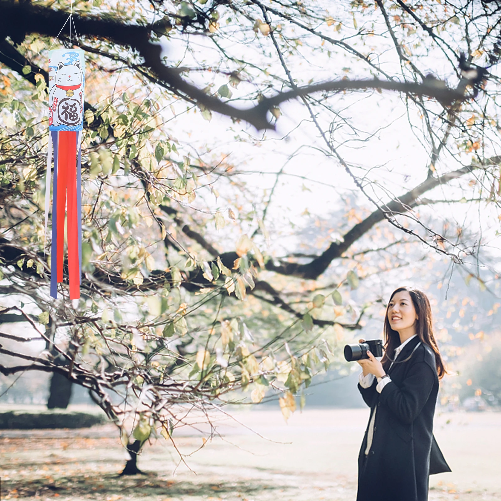 

Windsock Japanese Style Soft Fabric Outdoor Windsock Flag Garden Decor Festival Decoration for Restaurant Entrance