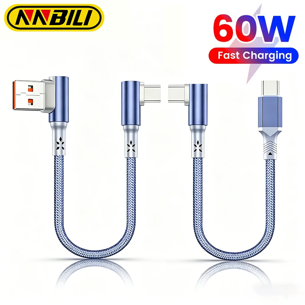 NNBILI 20CM 50CM Kurzes USB-C-Kabel Geflochtenes 60W Schnelllade-Datenkabel für iPhone 17 Huawei Samsung Xiaomi Typ-C-Kabel