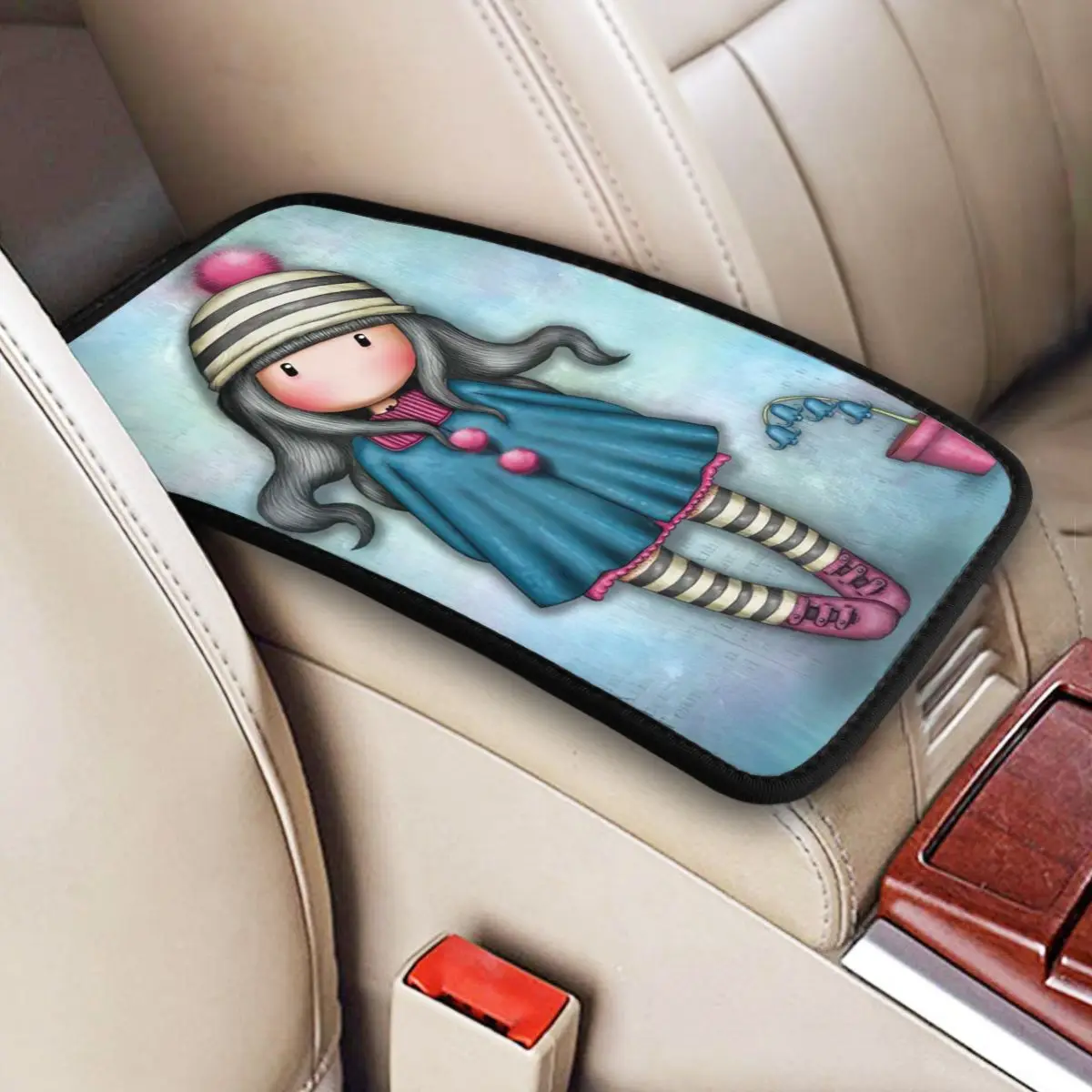 Gorjuss Gymnastics Design Car Accessories Car Handrail Box Cushion Custom Print Non-slip Car Armrest Cover