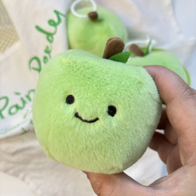New Green Apple Keychain,Plush Cute Keychain Soft Stuffed Plush