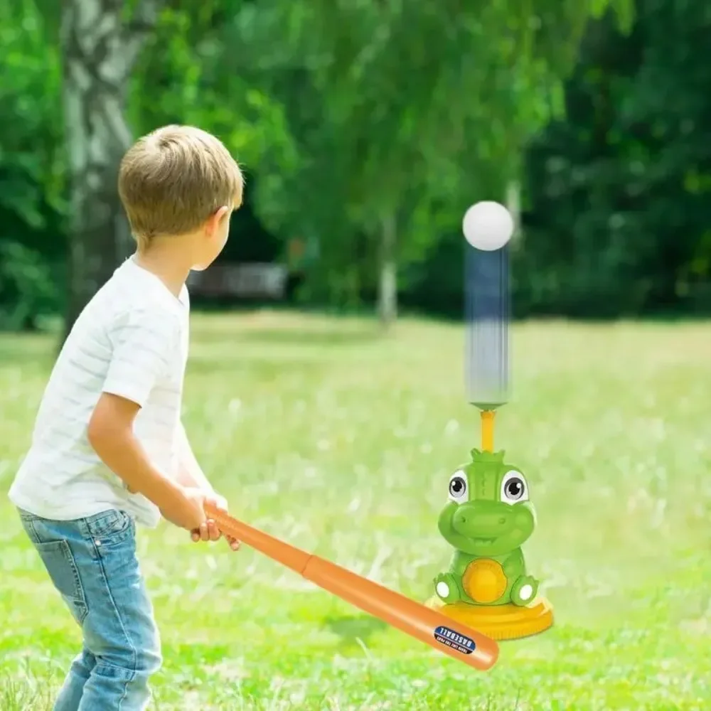 Kids Pitching Machine Cartoon Dinosaur Baseball Batting Machine Multipurpose Batting Practice Toys For Boys Girls Ages 4-6 Years