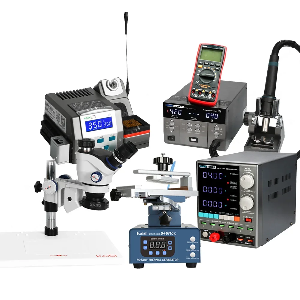 Promotion! Kaisi Sugon Practical Set 8 PCS With Hot Air Microscope Soldering Station LCD Separator for repair