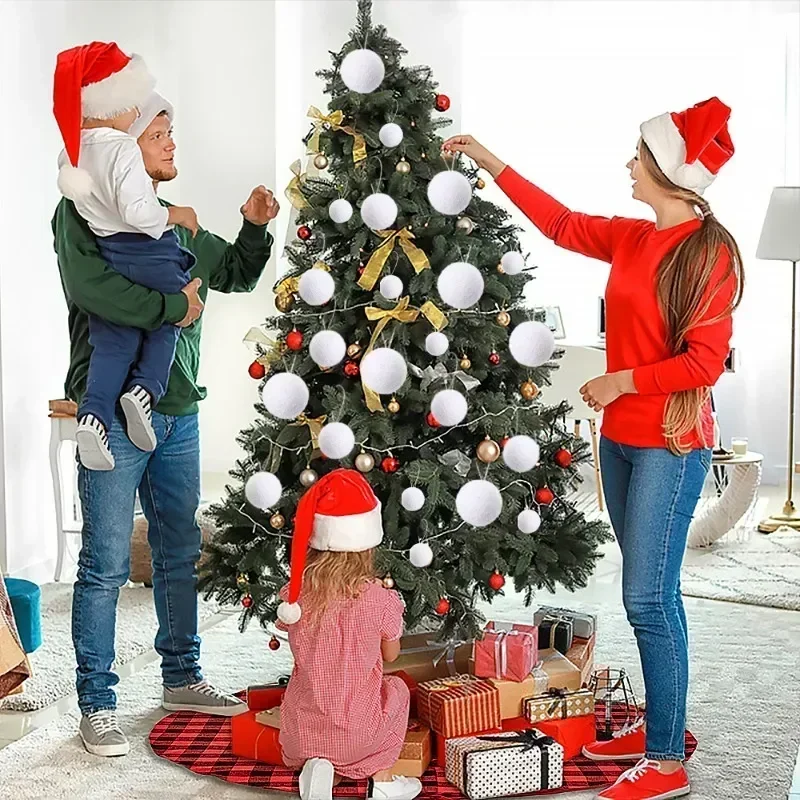 6/12Pcs White Christmas Ball Round Foam Balls Xmas Tree Hanging Ornaments Home Wedding Party Festival Decoration Globe Supplies