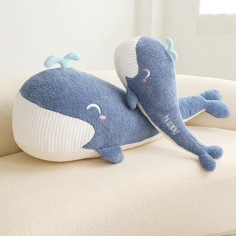 Cartoon Soft Blue Whale Plush Toys Stuffed Sea Animals Pillow Lovely Fish Dolphin Dolls for Girls  Birthday Gift