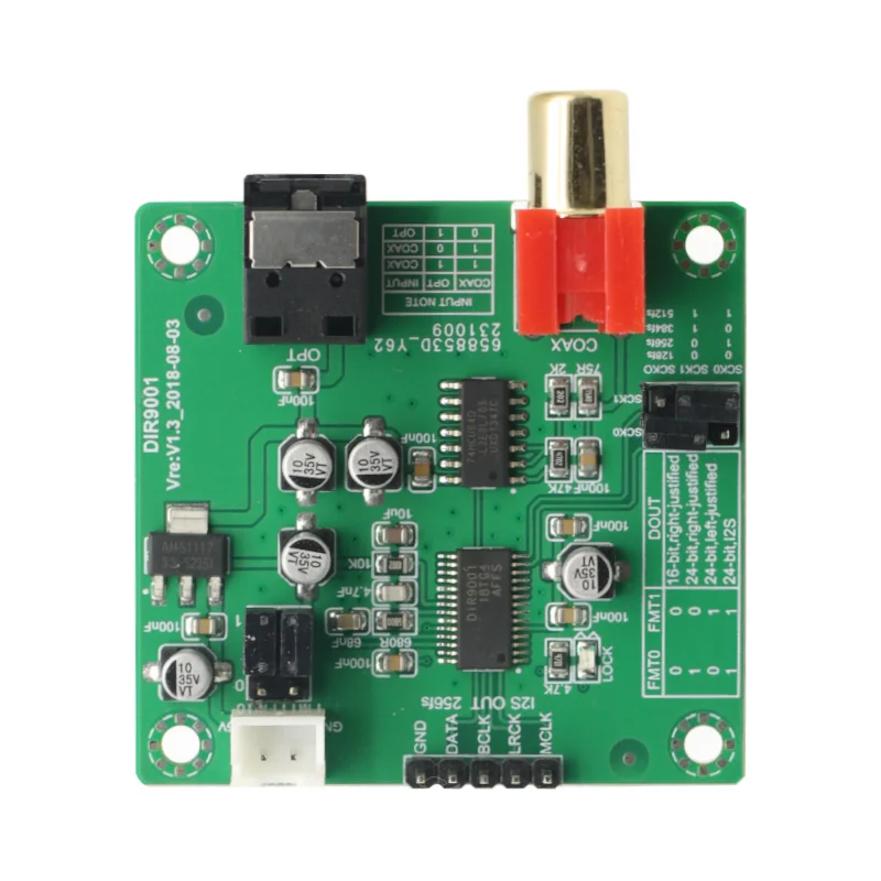 Receptor coaxial de fibra, módulo DIR9001, 1 piezas, salida SPDIF a I2S, 24 bits, 96khz, dedicado para módulo DAC