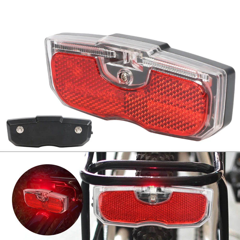 Bicycle Cycling Rear Reflector Tail Light Aluminum Alloy Rear Light Luggage Rack Mounted Bike Accessories (Battery Not Included)