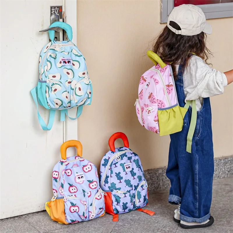 Mochilas con estampado de frutas para niños y niñas, morral escolar con estampado de dibujos animados, ligero y portátil, estilo coreano, 2024