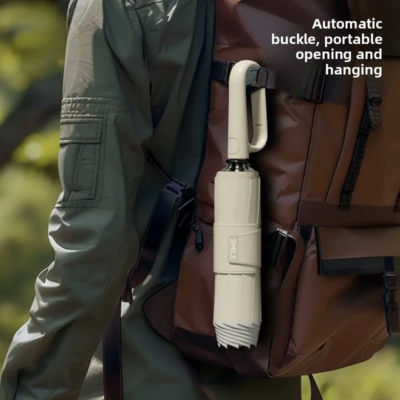 

Зонт с кольцевой пряжкой, портативный большой толстый усиленный крючок, складной двойного назначения для солнца и дождя