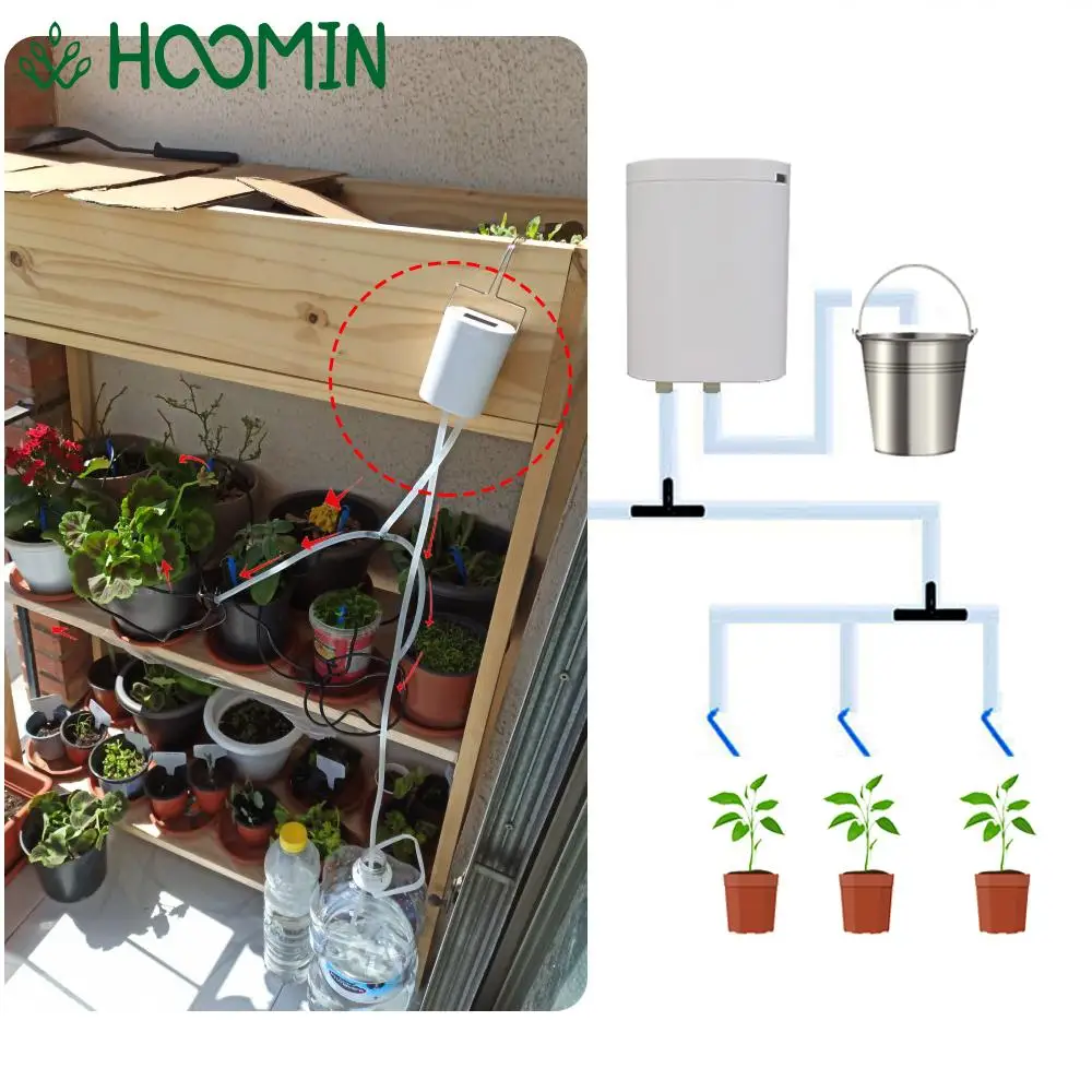 

Automatic Watering Pump Controller Indoor Plants Drip Irrigation Device Intelligent 8 Drip Heads Timer Watering System Kit