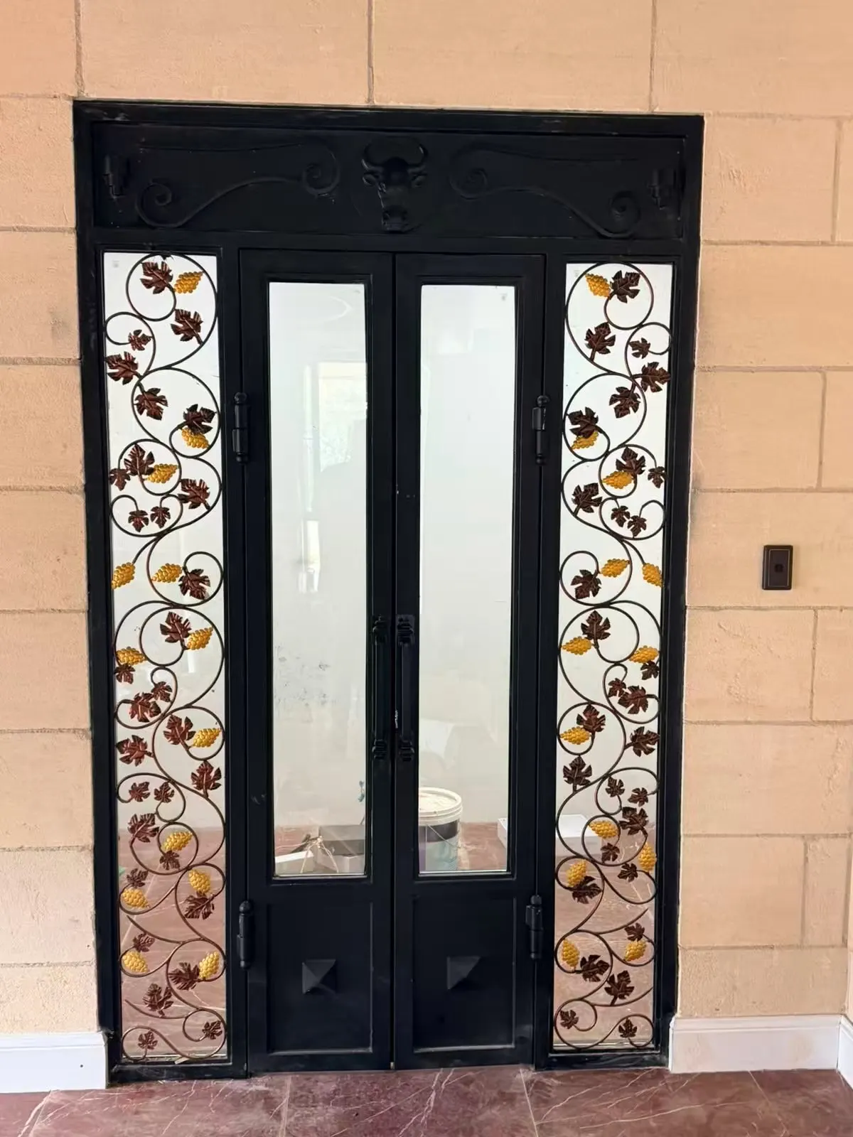 Luxury Cow Head Wrought Iron Door Frenh Doors Steel Glass Door China For Home