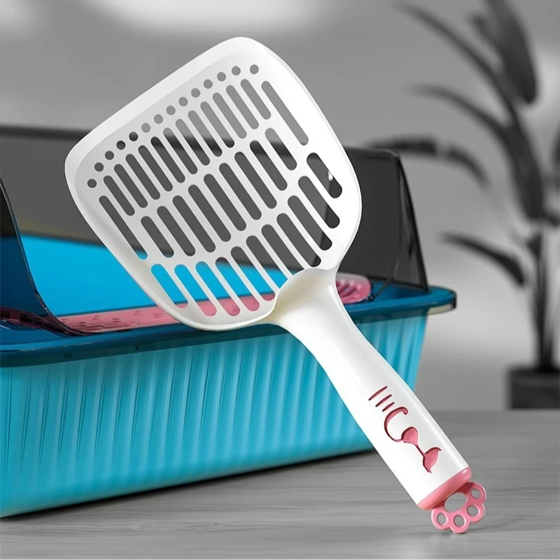 Pet Cat Litter Shovel, Grid Cat Urine Litter Shovel, Pet Cleaning Supplies, Toilet Bowl, Long-handled Cat Litter Shovel