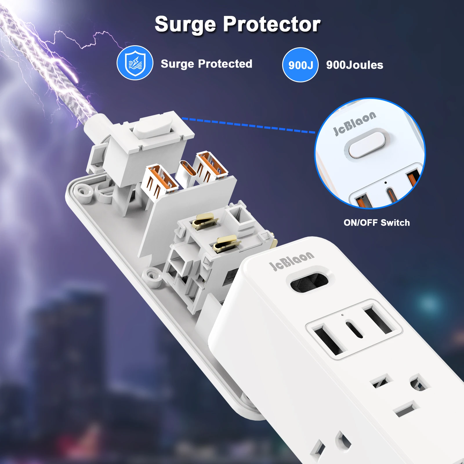 US Plug Multitap Power Strip AC Outlet 1.5m Braided Cable Electrical Socket Smart USB Home Office Surge Protector Network Filter