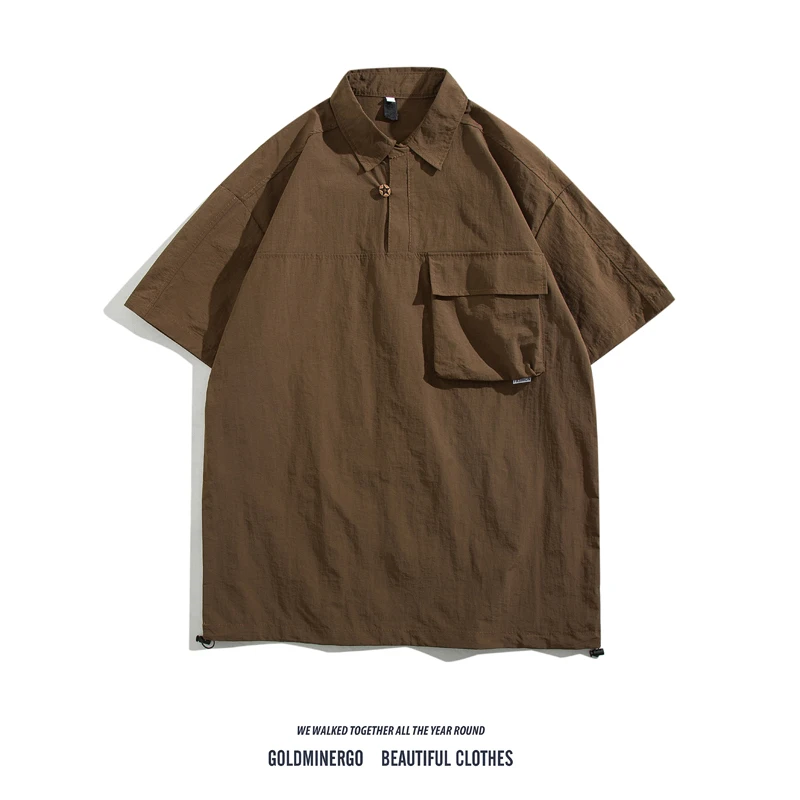 

Ретро-японская рабочая одежда для мужчин, летняя модная свободная футболка однотонного цвета