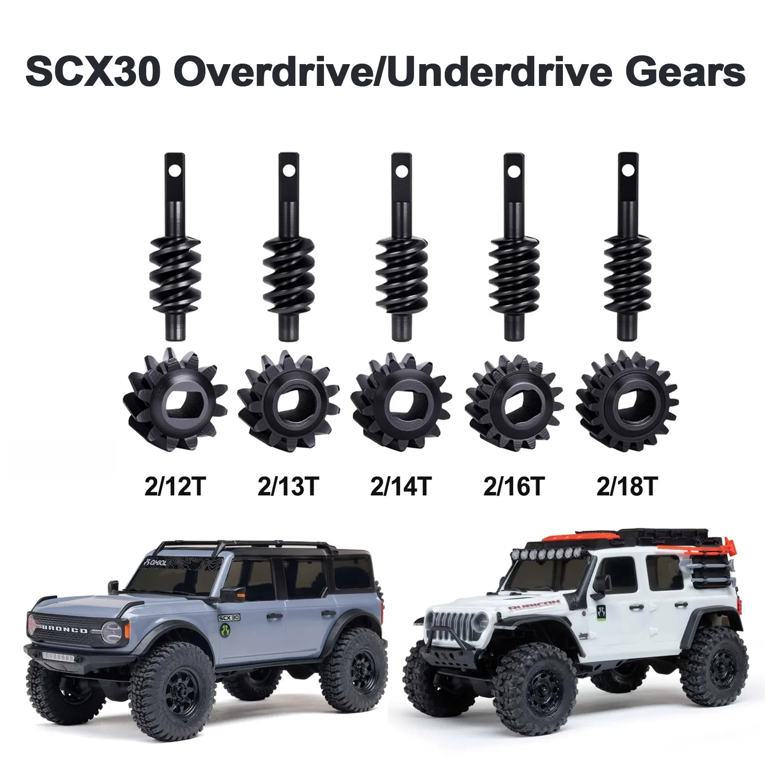 SCX30 Stahl-Achsgetriebe Overdrive Underdrive Schneckengetriebe 12T 13T 14T 16T 18T für Axial 1/30 Bronco JEEP WRANGLER JLU