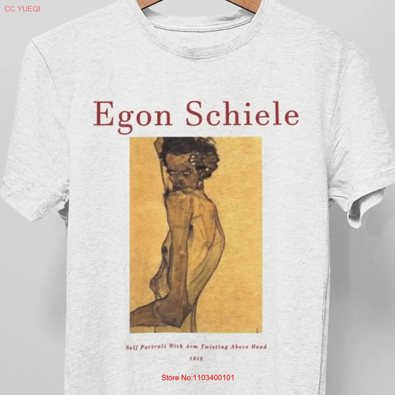 T-shirt Portrait de soi d'Egon Schiele, qualité supérieure, expressionnisme, Gogh, Klimt, Munch, Kandinsky, vintage, lavé, doux, mode unisexe