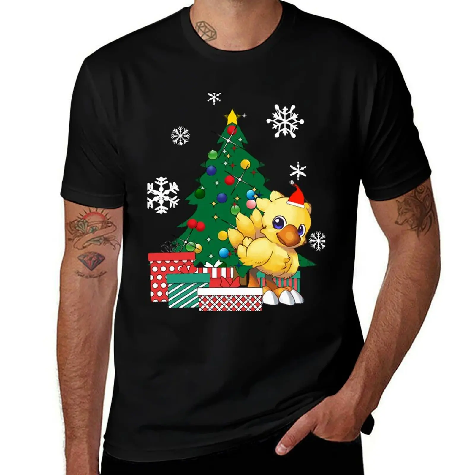 

Chocobo Around The Christmas Tree T-Shirt anime t shirts oversize printed t shirts for man T-Shirt