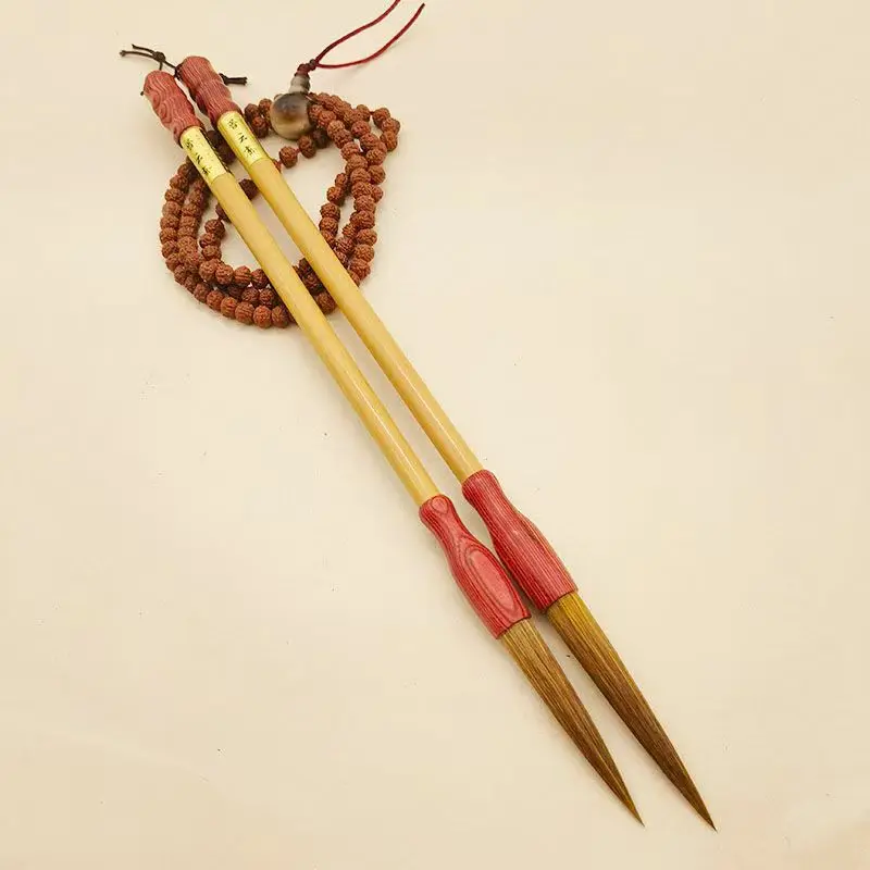

2pcs Long Hair Calligraphic Brush Set Weasel Hair Chinese Writing Brush for Cursive Script Caoshu Chinese Traditional Paintbrush