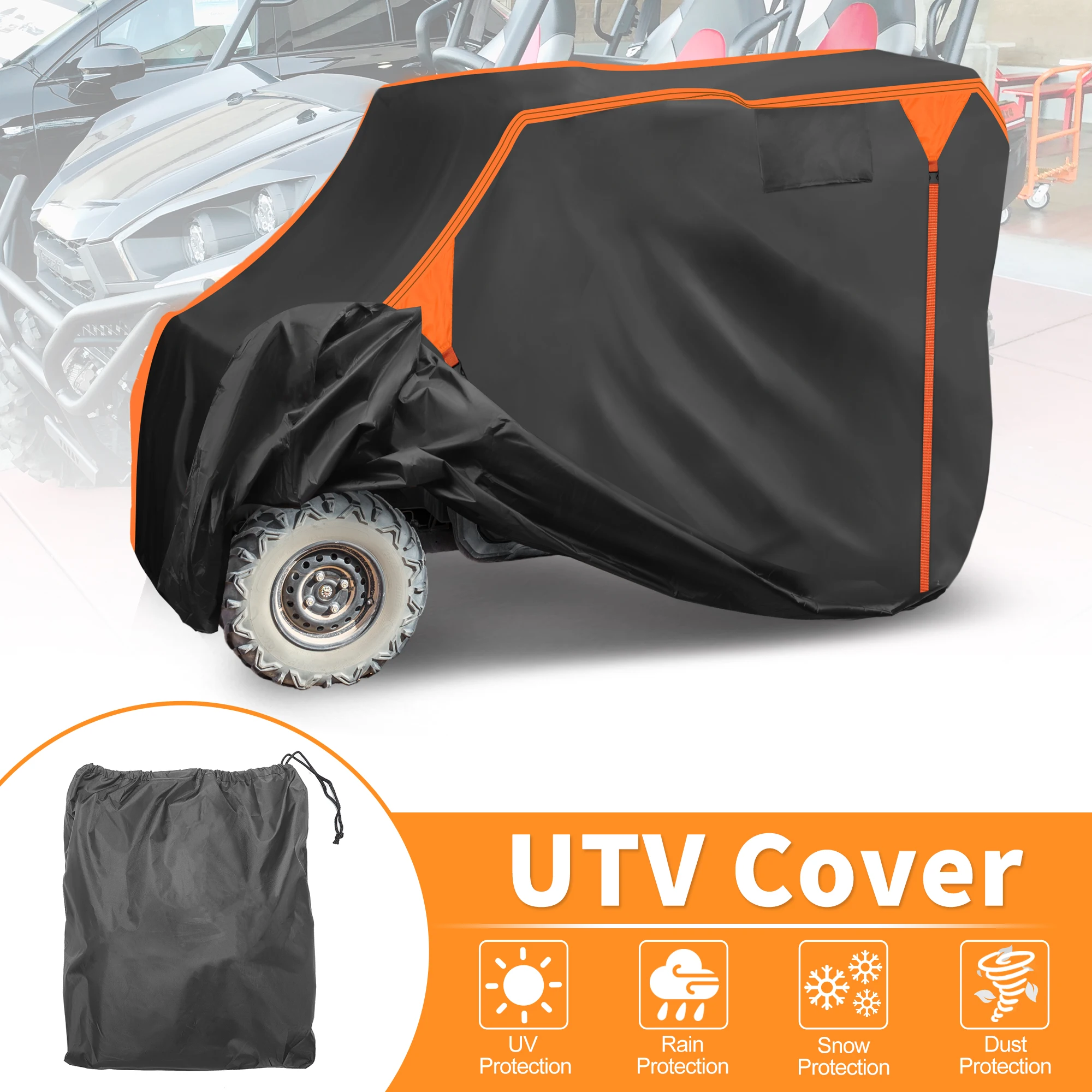 

UXCELL Waterproof UTV Cover Side by Side Cover for Kawasaki Teryx4 Black 210D PU