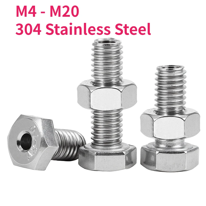 Weiyi M4 - M20 SUS304 Stainless Steel Hollow Screw Outer Hexagonal Bolt Through-hole Screw And Hex Hexagon Nut Combination Bolts
