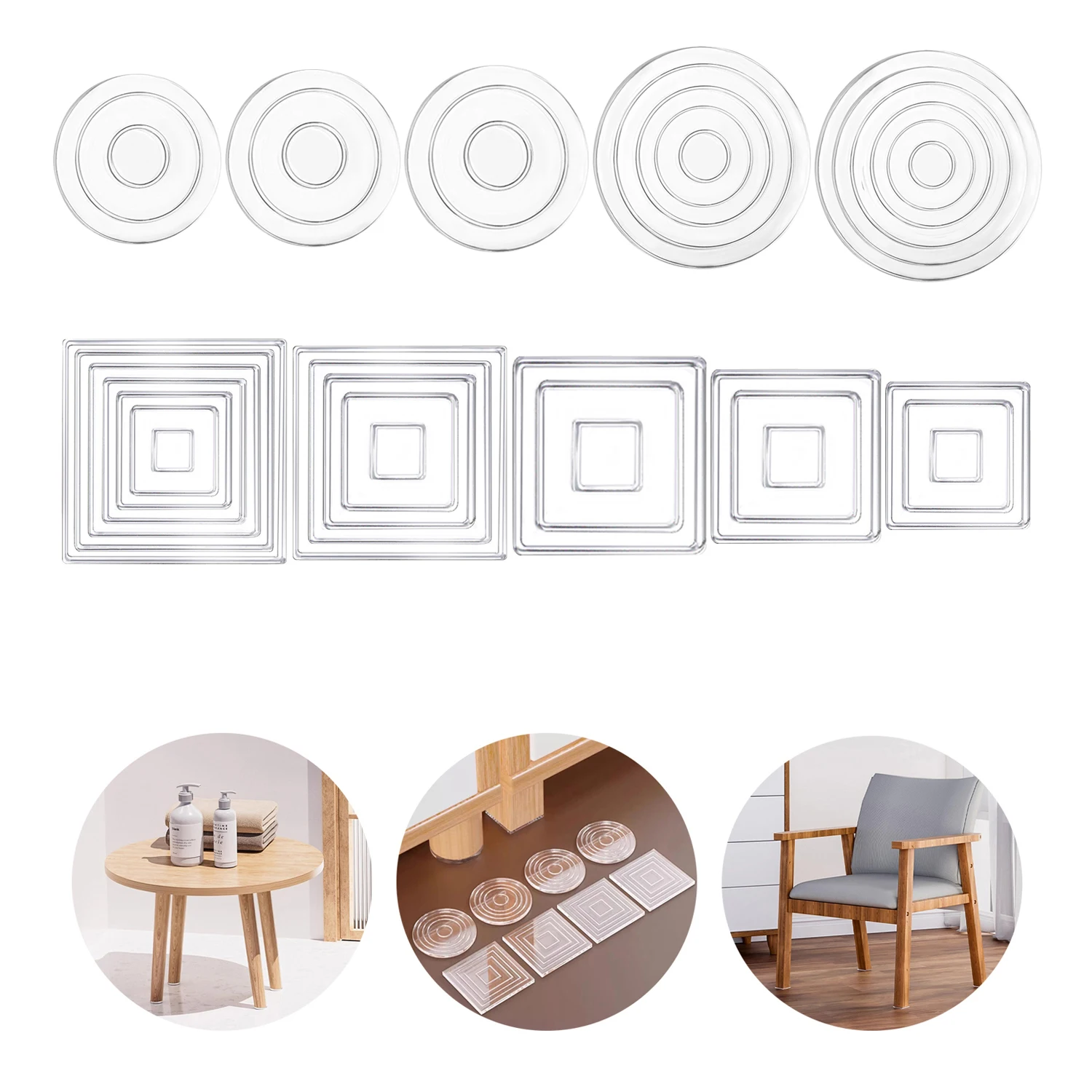 4Pcs Invisible Clear Furniture Pads , Silicone Anti-Slip Grippers for Tables Beds Chairs, Reduces Noise & Prevents Scratches