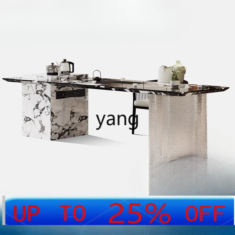 

LMMnatural luxury stone light luxury tea table chair acrylic kettle integrated tea table