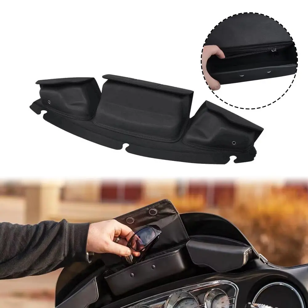 

Motorcycle Accessories Black Fairing Pouch Windshield Bag For Harley Electra Glide Street Glide Trike Glide FLHX FLHTP FLHTCU