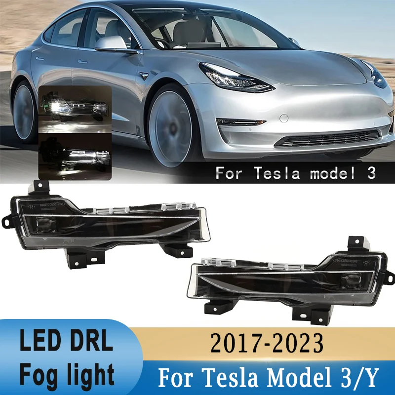 

LED Front Bumper Driving Fog Light DRL Daytime Running LightFor Tesla Model 3/Y 2017-2023 Europe Version 1077395 1077396