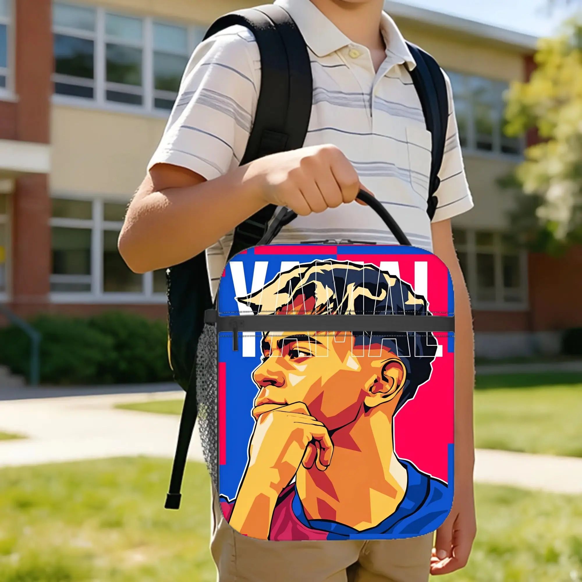 Oil Painting Version Lamine Y-Yamal Insulated Lunch Bags Thermal Bag Reusable,Lunch Container Portable Tote Lunch Box Outdoor