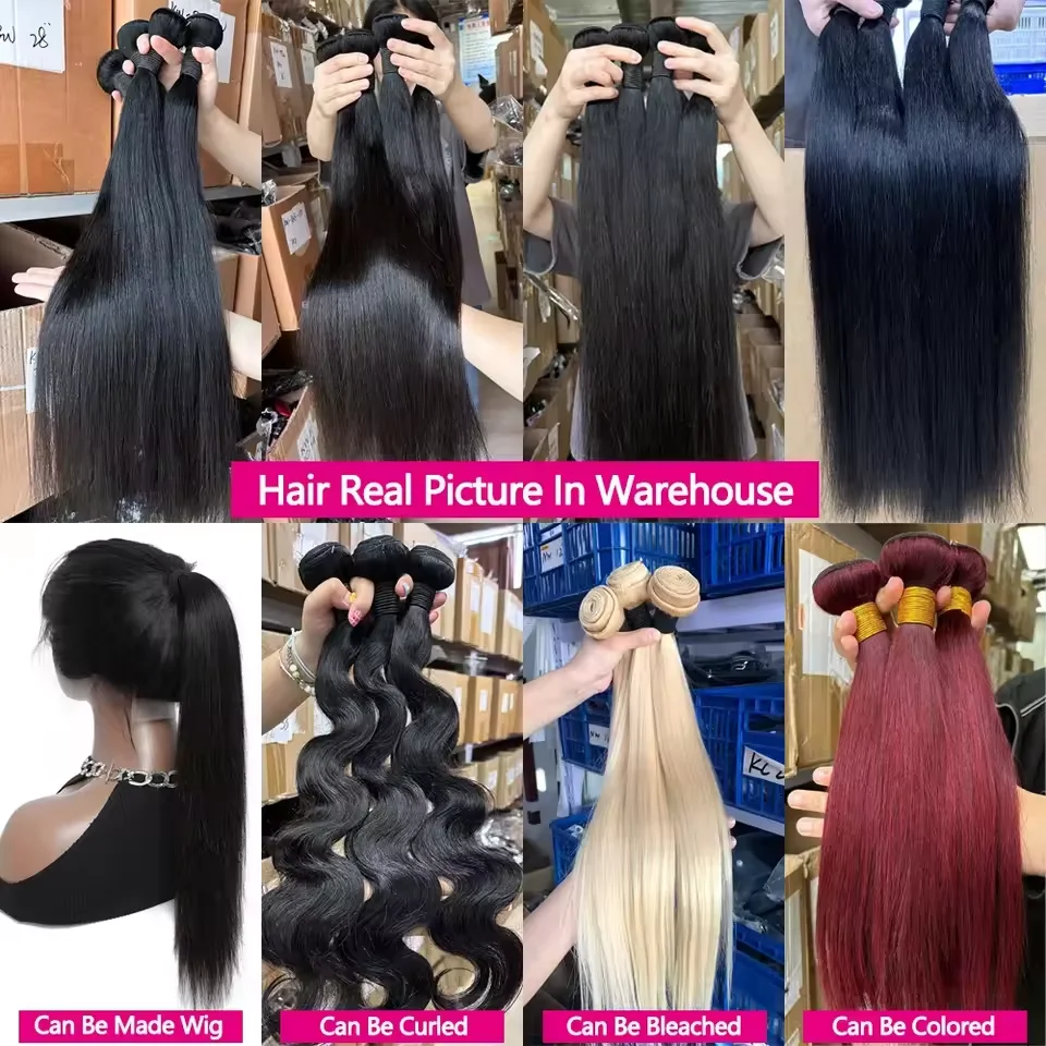 MISSANNA 32 34 36 38 40 Inch Straight Bundle Bone Straight Human Hair Brazilian Soft Weave Bundles Thick Natural Hair Extensions