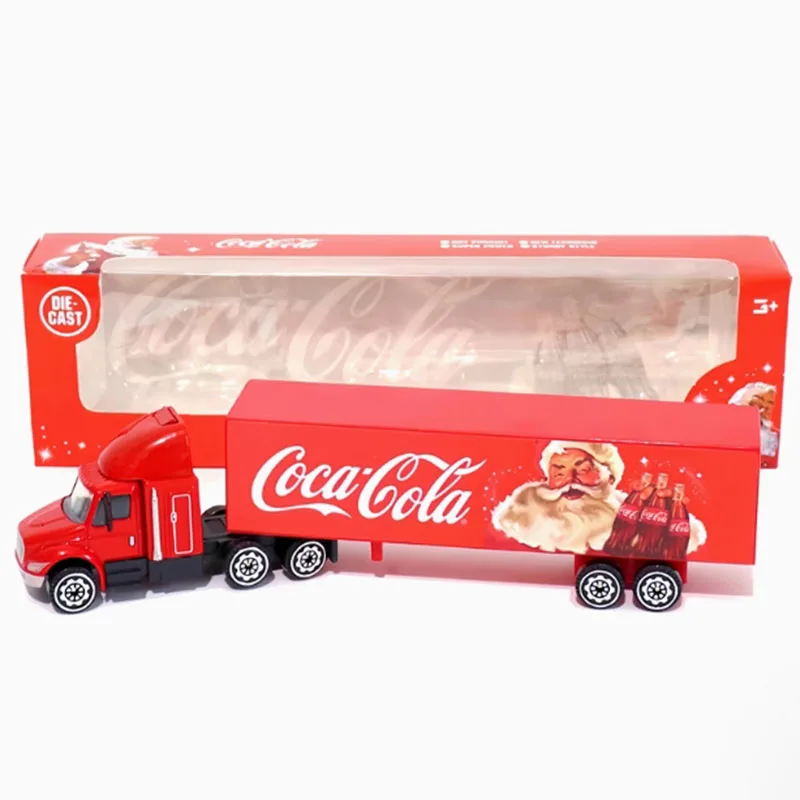 Diecast 1:87 Scale Peterbilt Santa/Beverage Truck Transport Container Truck Model Children's Car Toys Decorated Christmas Gift