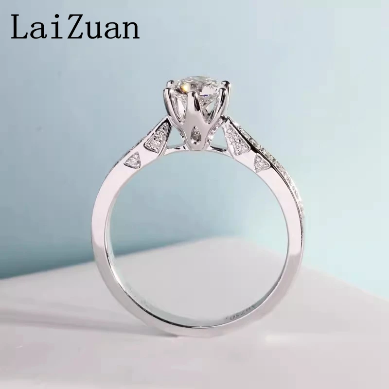 LaiZuan Solid 18k White Gold Ring Women Setting Custom Round 5.2mm Semi Mount Wedding Engagement Band Without Main Stone