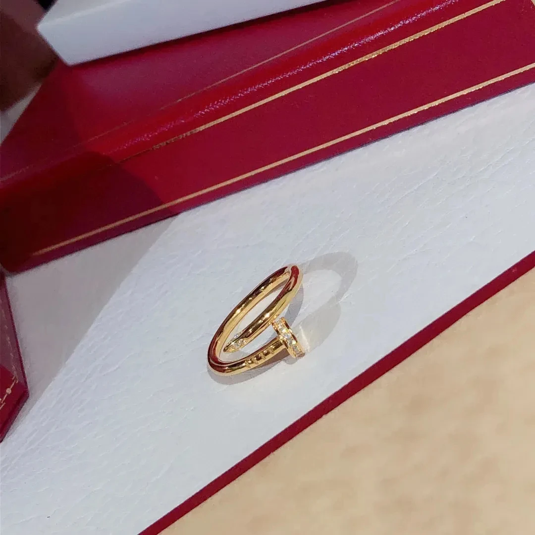 Image of Designer-inspirierter, schlichter Nagel-Form-Manschettenring, wasserdicht, anlaufgeschützt, Edelstahl, Roségold, Silber, Liebesgeschenk zum Valentinstag