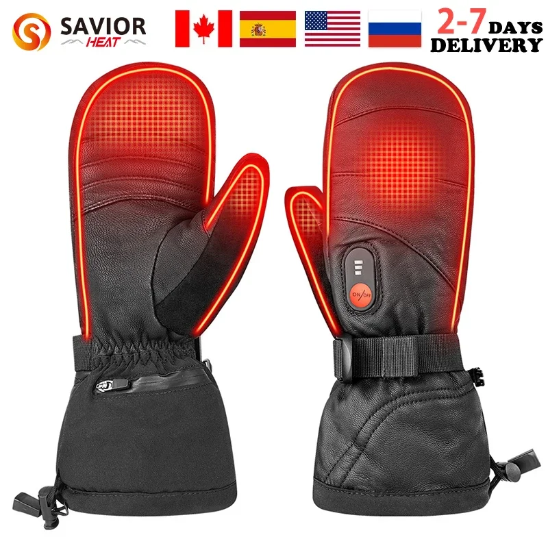 Unisex Far Infrared Heated Mitten Gloves Carbon Fiber Heating 3 Shift Temperatures Battery Heated Mitten Gloves SHGS38