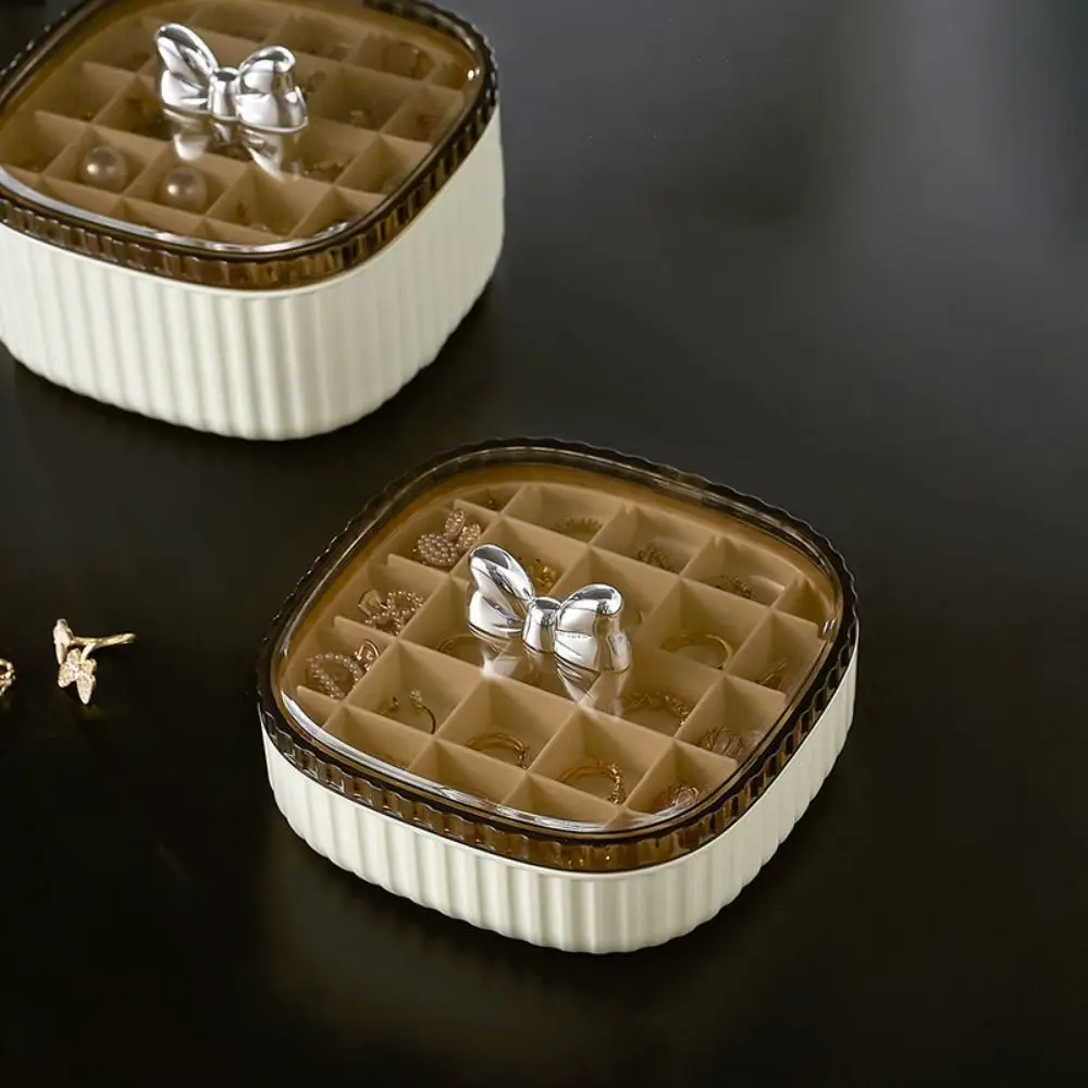 

3 Layer Portable Jewelry Box Transparent Lid Multi-Compartments Earrings Storage Case Dust-proof Space Saving