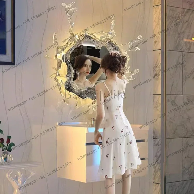 ld Irregular Funky Mirror Korean Style Nordic Aesthetic   Dressing Table Makeup Spiegel Wand Living Room Decorations