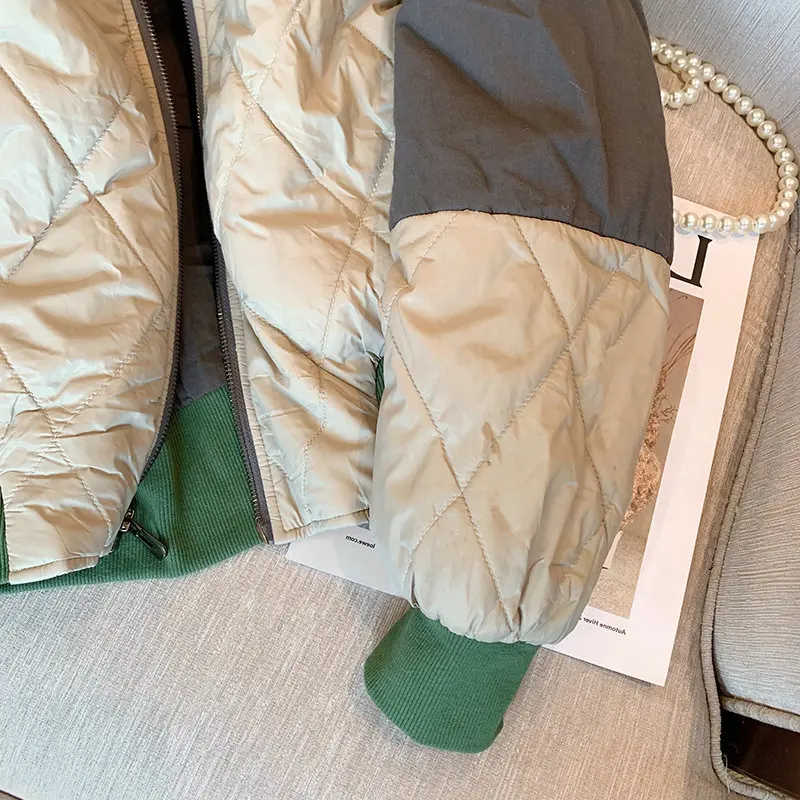 Retro Amerikaanse kleur Blo Diamond Cotton Jaet Thiened warme winterjas voor mannen en vrouwen met Fce Casual losse pasvorm