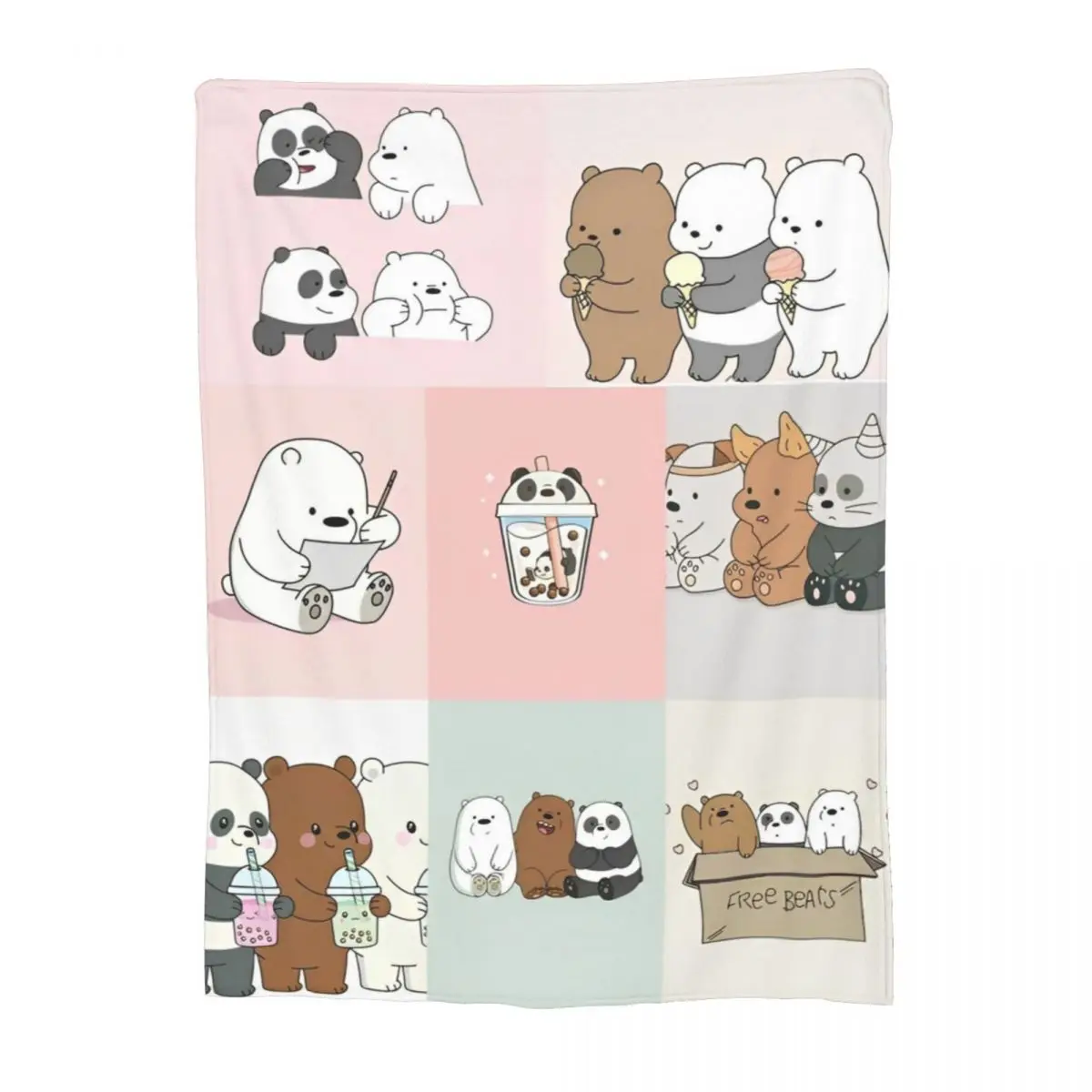 We B-Bare Bears Blanket Cover Flannel Adventure Animated Comedy Soft Throw Blanket for Bedroom Sofa Bedroom Quilt