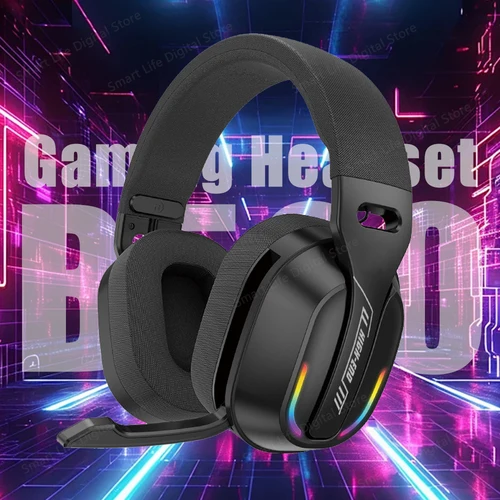 Imagen 1 del producto B500 auriculares sobre la oreja Bluetooth 5,4 auriculares estéreo inalámbricos para juegos micrófono incorporado luz RGB auriculares de baja latencia para PC