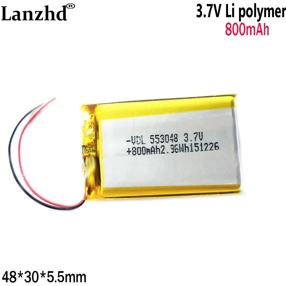 Baterai Lithium Polimer 3.7V 800Mah untuk Pelatih Anjing Mainan Listrik Lampu Meja Kecil Baterai Rumah Pintar 553048 48*30*5.5Mm