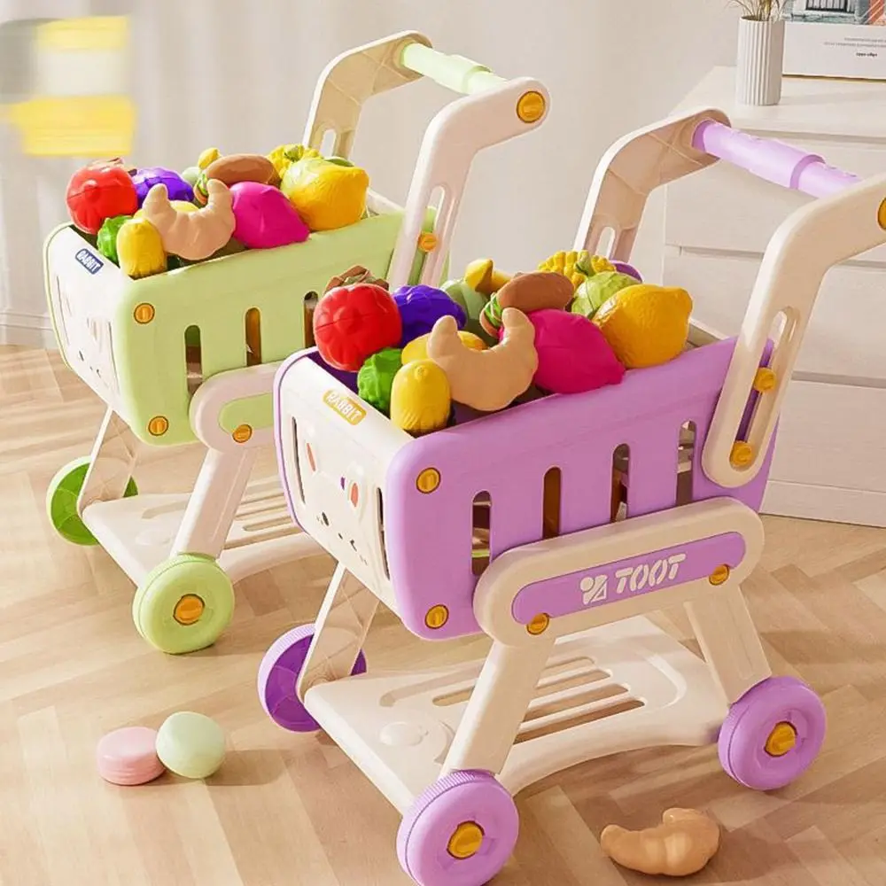32PCS/Set Multicolor Shopping Cart Toy Fruit Snacks Supermarket Trolley Kitchen Toy Playing House Role Playing Role Playing Toy