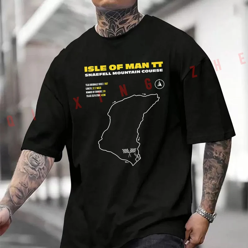 

Isle Of Man TT Snaefell Course Map T-Shirt Moto Cotton Cute Men Clothes Plain Summer Casual Short Sleeve Round Neck T Shirts