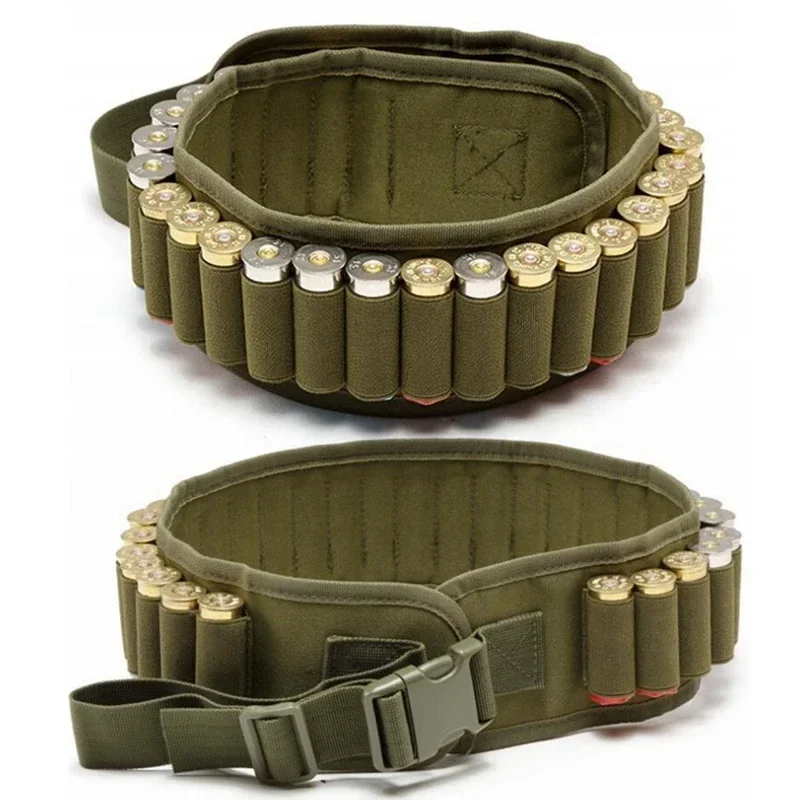 Tactical Bandolier Belt 12/20 Gauge Ammo Holder Shell 30 Rounds Gun Bullet Belt Pouch Cartridge Waist Belt Bag for Hunting