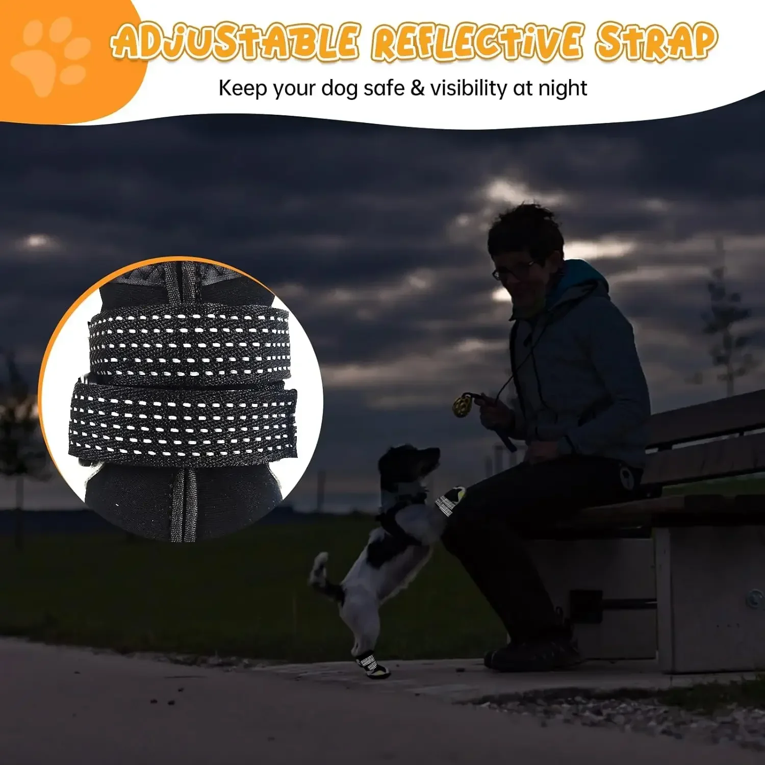 ATUBAN hondenschoenen voor grote honden, waterdichte middelgrote hondenlaarzen, voor warm bestrating wintersneeuw wandelen ademend elastiek