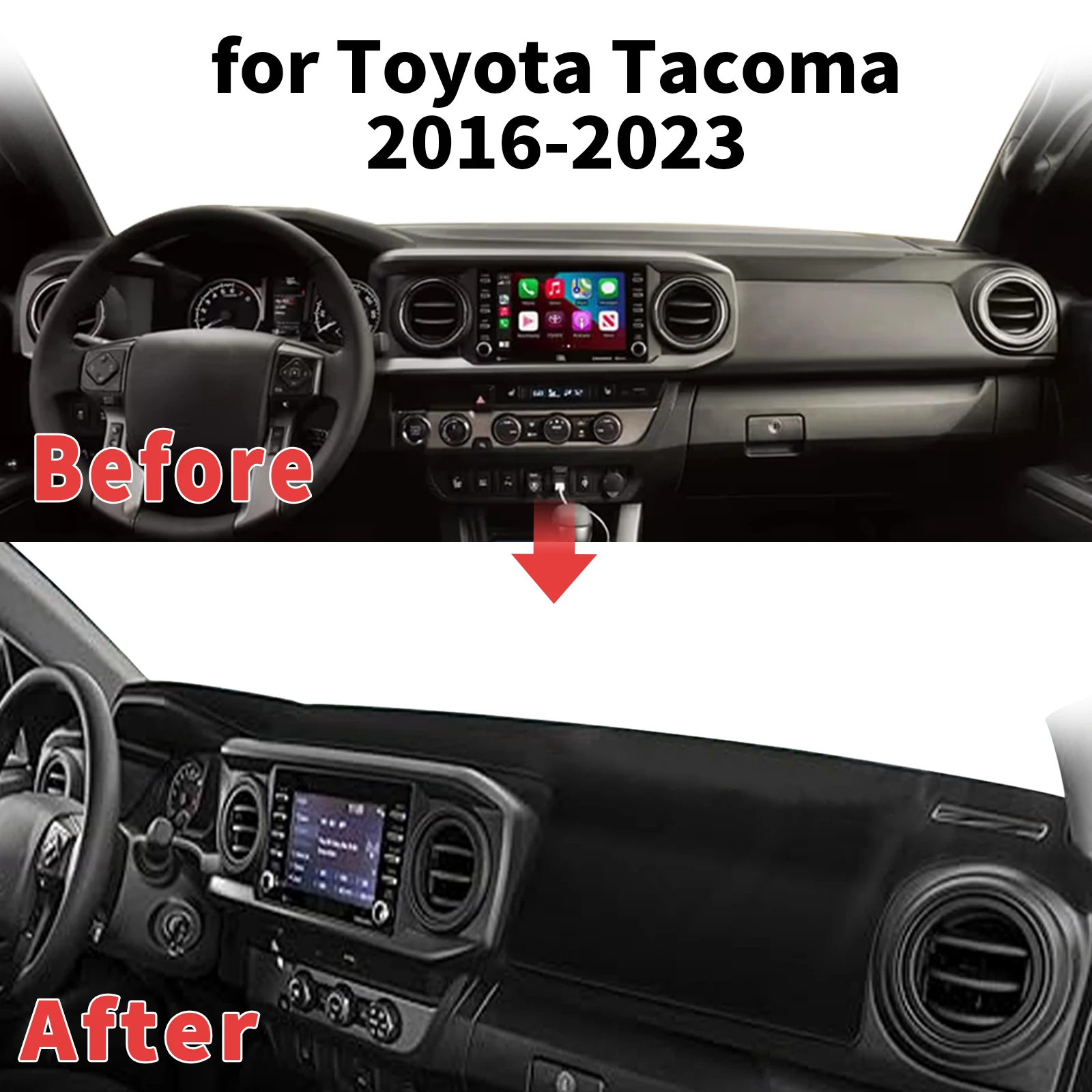 

for Toyota Tacoma 2016 2017-2023 Dashboard Cover Sun Shade Protector Dashmat Anti-Glare UV Block Carpet Mat Automotive Dash Mat