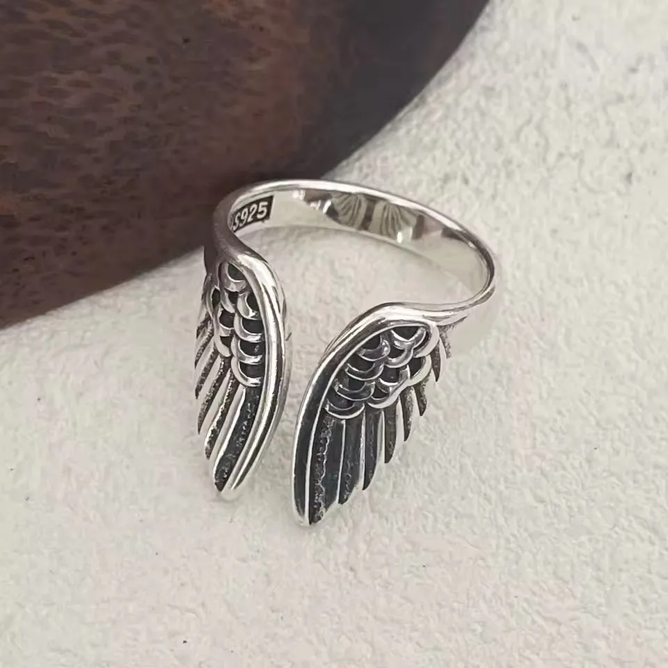 Women's 925 Sterling Silver Wing Shape Adjustable Ring, Gift