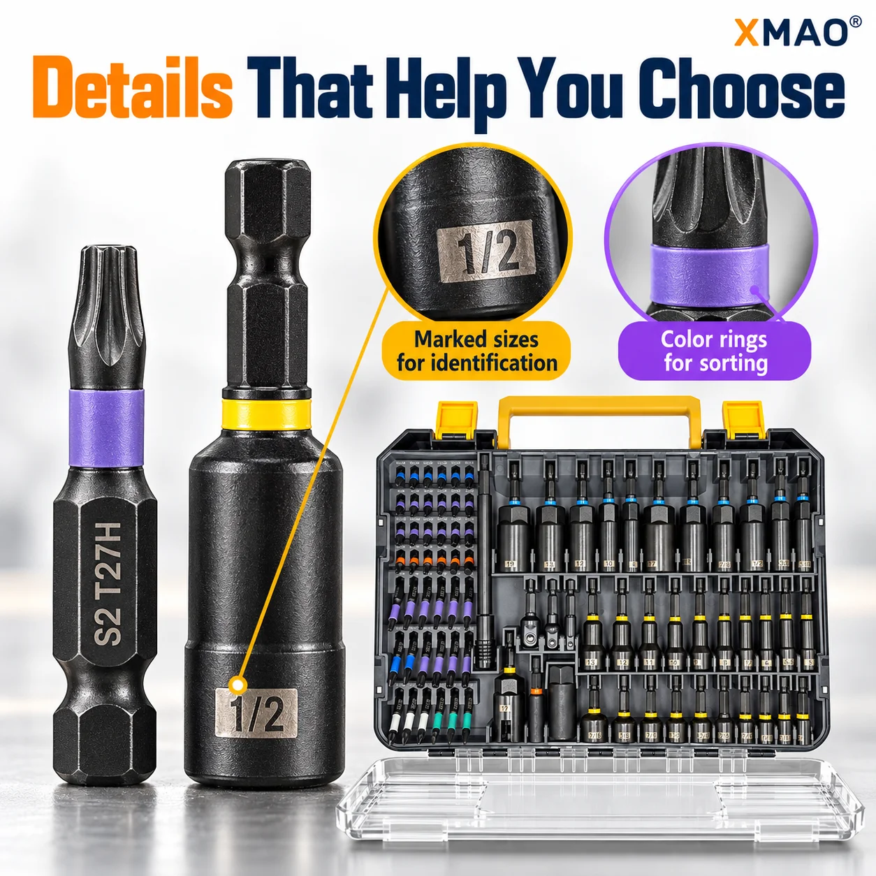 80PCS Magnetic Nut Driver Bit Set Metric SAE Deep Socket Adapter Wing Nut Driver Kit for Drill Home Auto Repair with Case