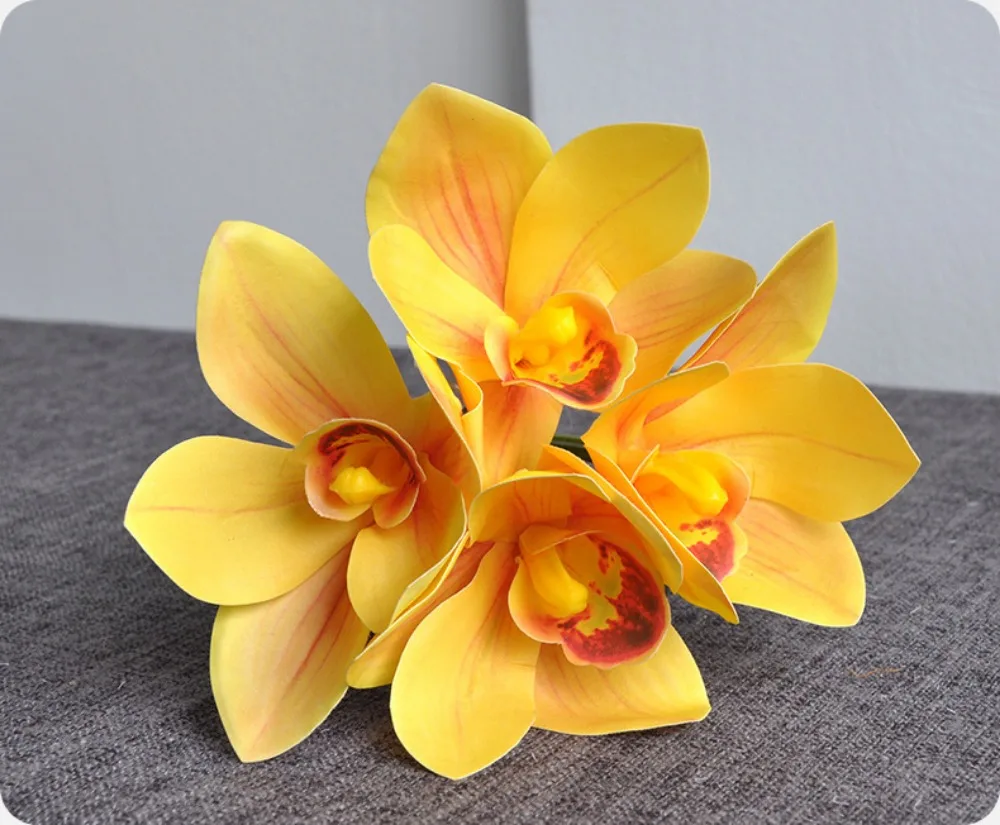 Künstliche Cymbidium-Blumen mit Echtem Touch, Magnolien, Dekorative Kunstpflanzen, Lange Zweige, Seiden-Kunstblumen – Detail 7