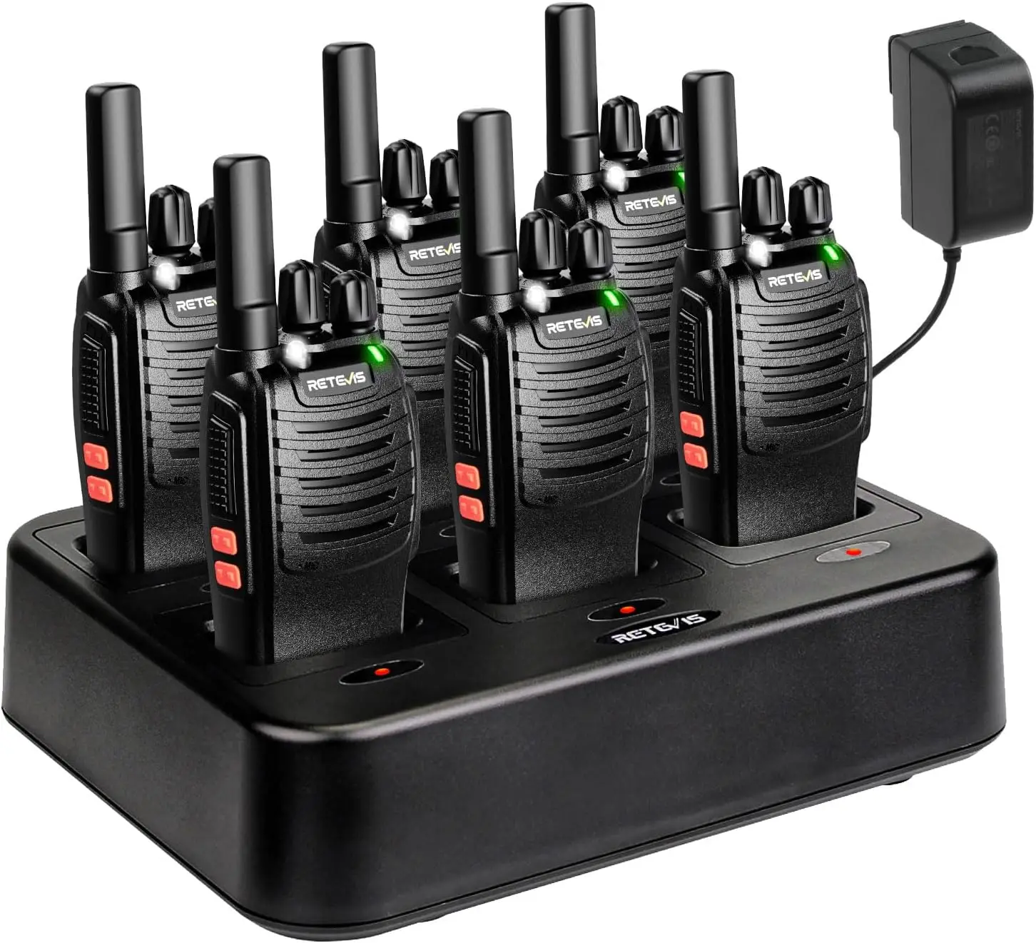 

6-Pack Long Range Rechargeable Walkie Talkies with Multi-Charger, Flashlight for Business & Events